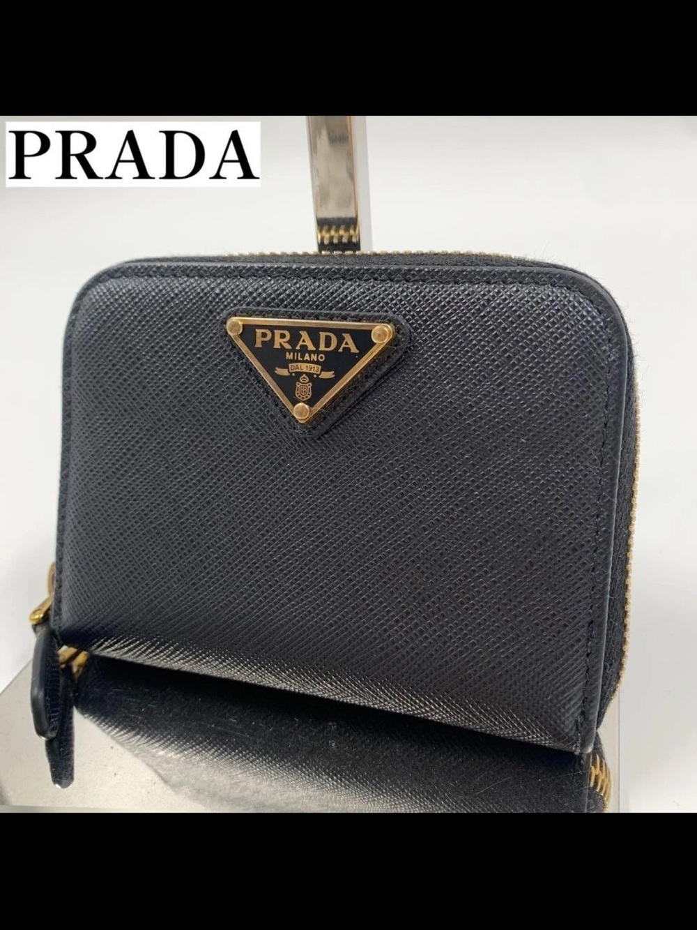 Prada Black Saffiano Leather Zip Wallet